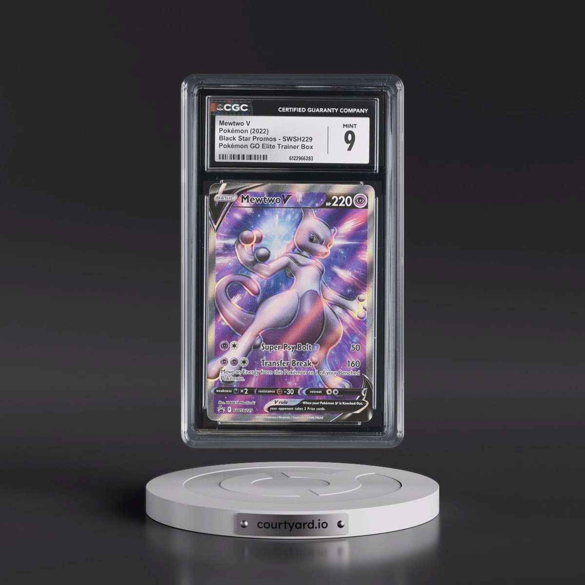 2017 Black Star Promos - Sword & Shield #SWSH229 Mewtwo V - Pokémon GO Elite Trainer Box (Holo) (CGC 9 MINT)