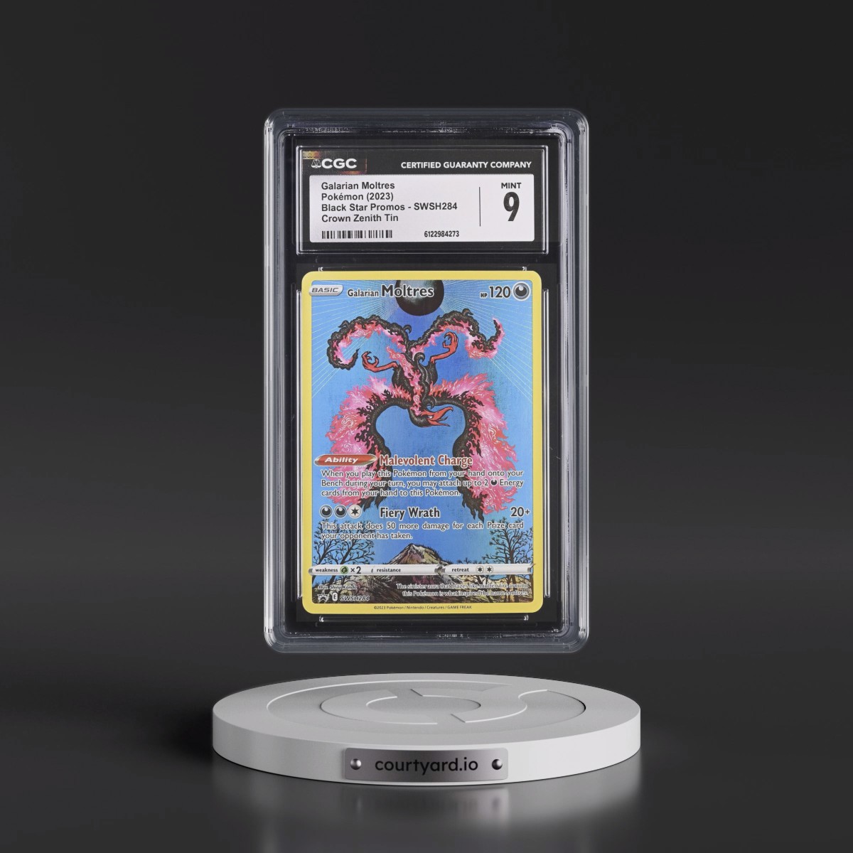 2017 Black Star Promos - Sword & Shield #SWSH284 Galarian Moltres - Crown Zenith Tin (Holo) (CGC 9 MINT)