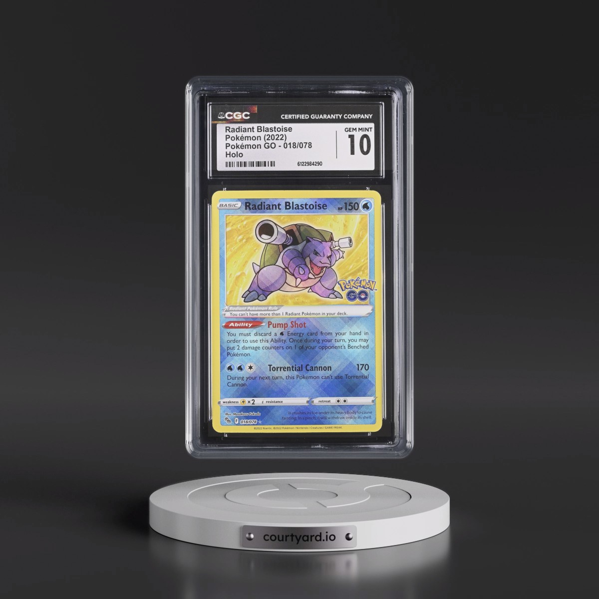2022 Pokémon GO #018/078 Radiant Blastoise - Holo (CGC 10 GEM MINT)