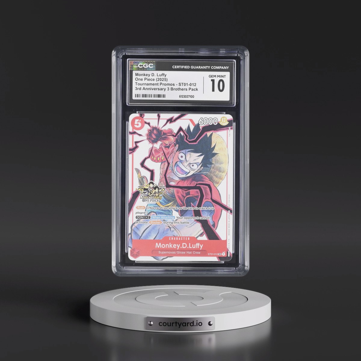 2022 Tournament Promos - English Monkey D. Luffy - 3rd Anniversary 3 Brothers Pack #ST01-012 CGC 10