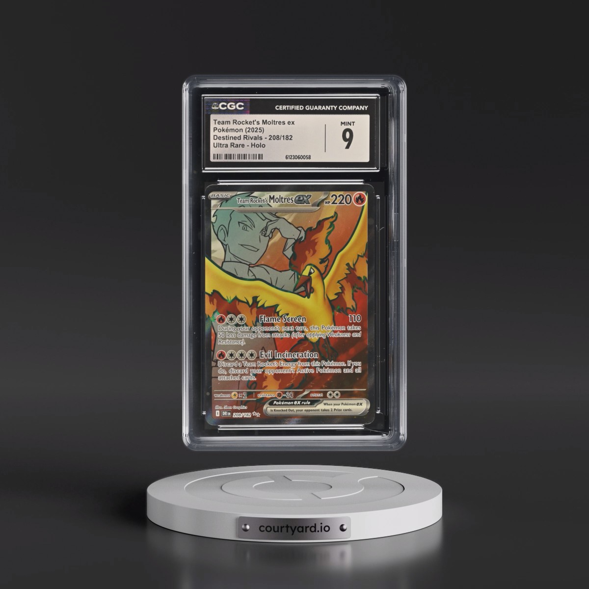 2025 Destined Rivals - DRI EN #208/182 Team Rocket's Moltres ex - Ultra Rare Holo (CGC 9 MINT)