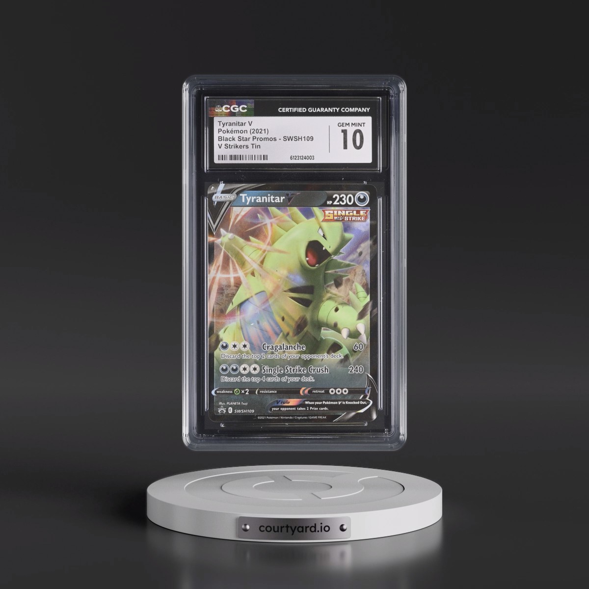 2017 Black Star Promos - Sword & Shield #SWSH109 Tyranitar V - Holo V Strikers Tin (CGC 10 GEM MINT)