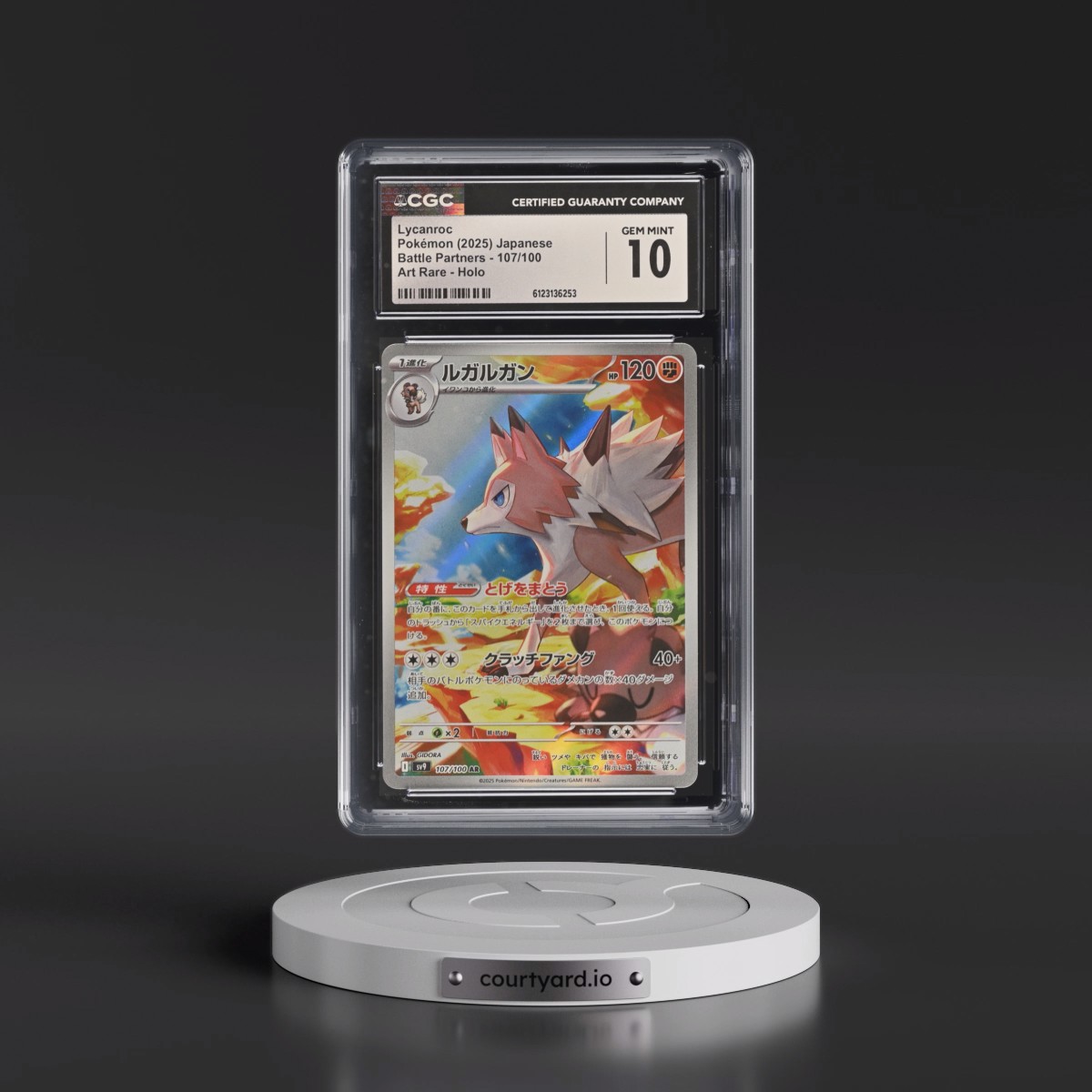 2025 Battle Partners - sv9 Lycanroc - Art Rare Holo #107/100 CGC 10