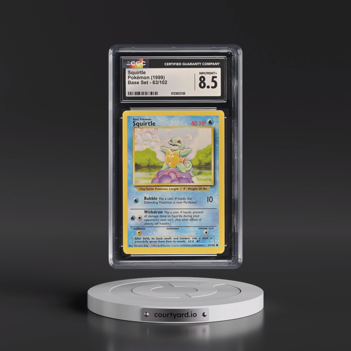 1999 Base Set #63/102 Squirtle (CGC 8.5 NM-MT+)