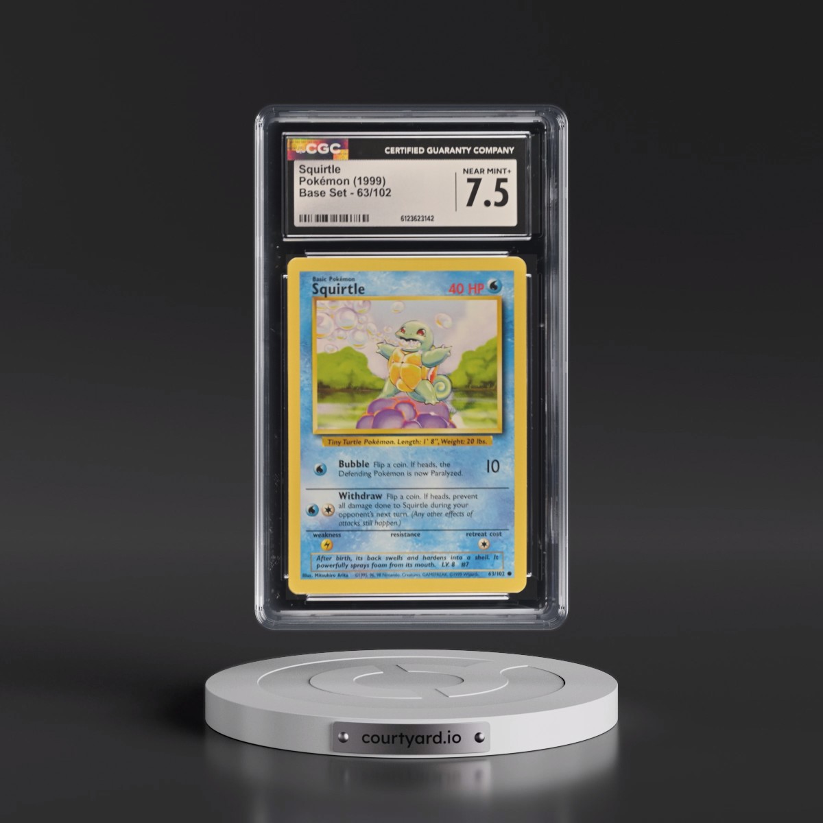 1999 Base Set #63/102 Squirtle (CGC 7.5 NM+)