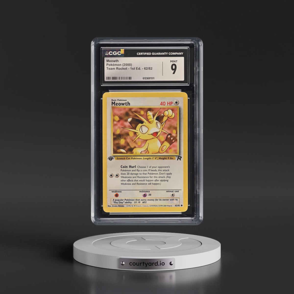 2000 Team Rocket #62/82 Meowth - 1st Edition 1st Edition (CGC 9 MINT)