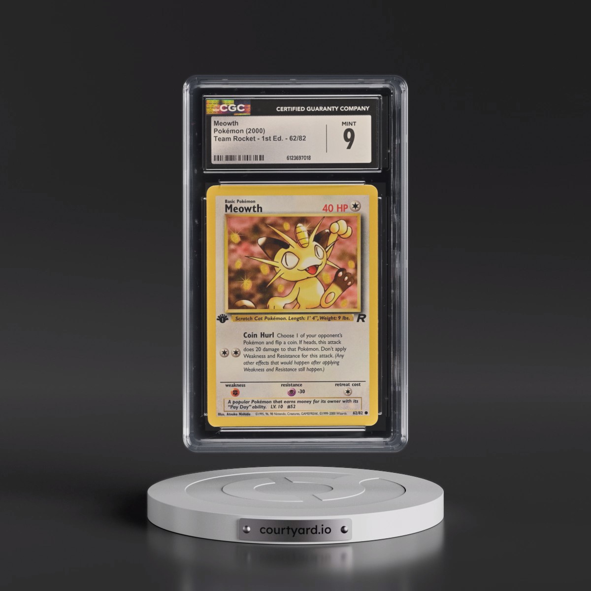 2000 Team Rocket #62/82 Meowth - 1st Edition 1st Edition (CGC 9 MINT)