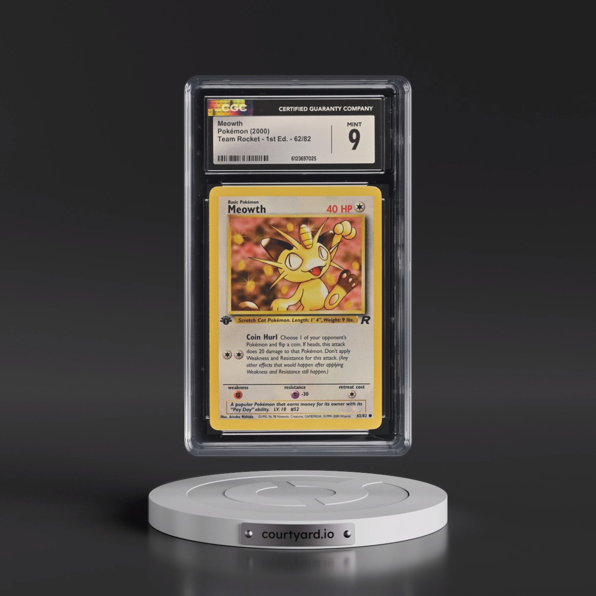 2000 Team Rocket #62/82 Meowth - 1st Edition 1st Edition (CGC 9 MINT)
