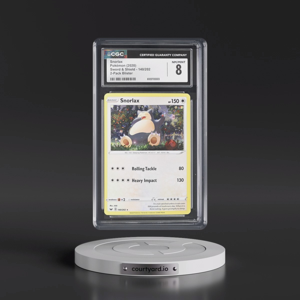 2020 Sword & Shield #140/202 Snorlax - 2-Pack Blister (Cosmos Holo) (CGC 8 NM-MT)