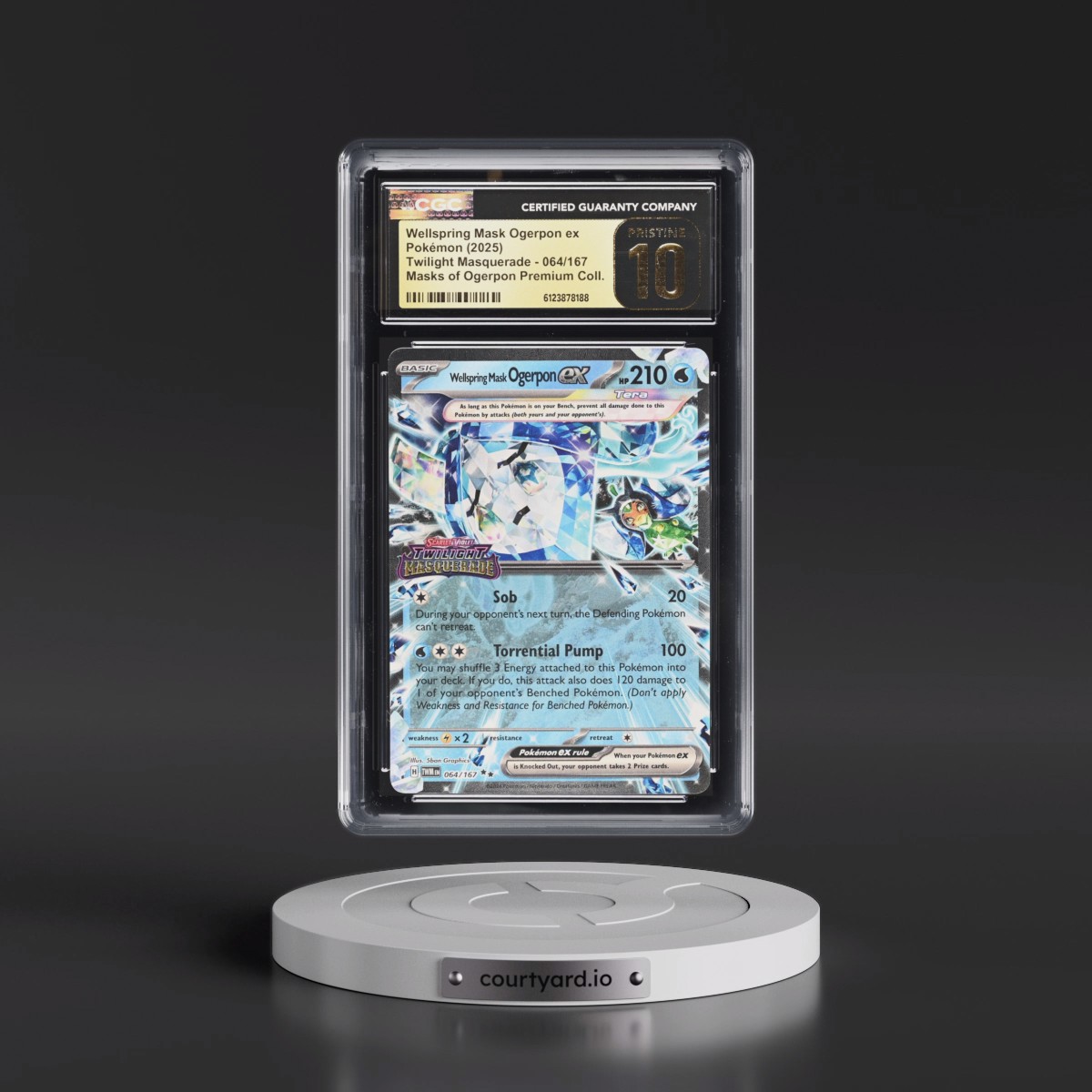 2024 Twilight Masquerade - TWM EN Wellspring Mask Ogerpon ex - Masks of Ogerpon Premium Coll. (Twilight Masquerade Stamp) (Holo) #064/167 CGC 10