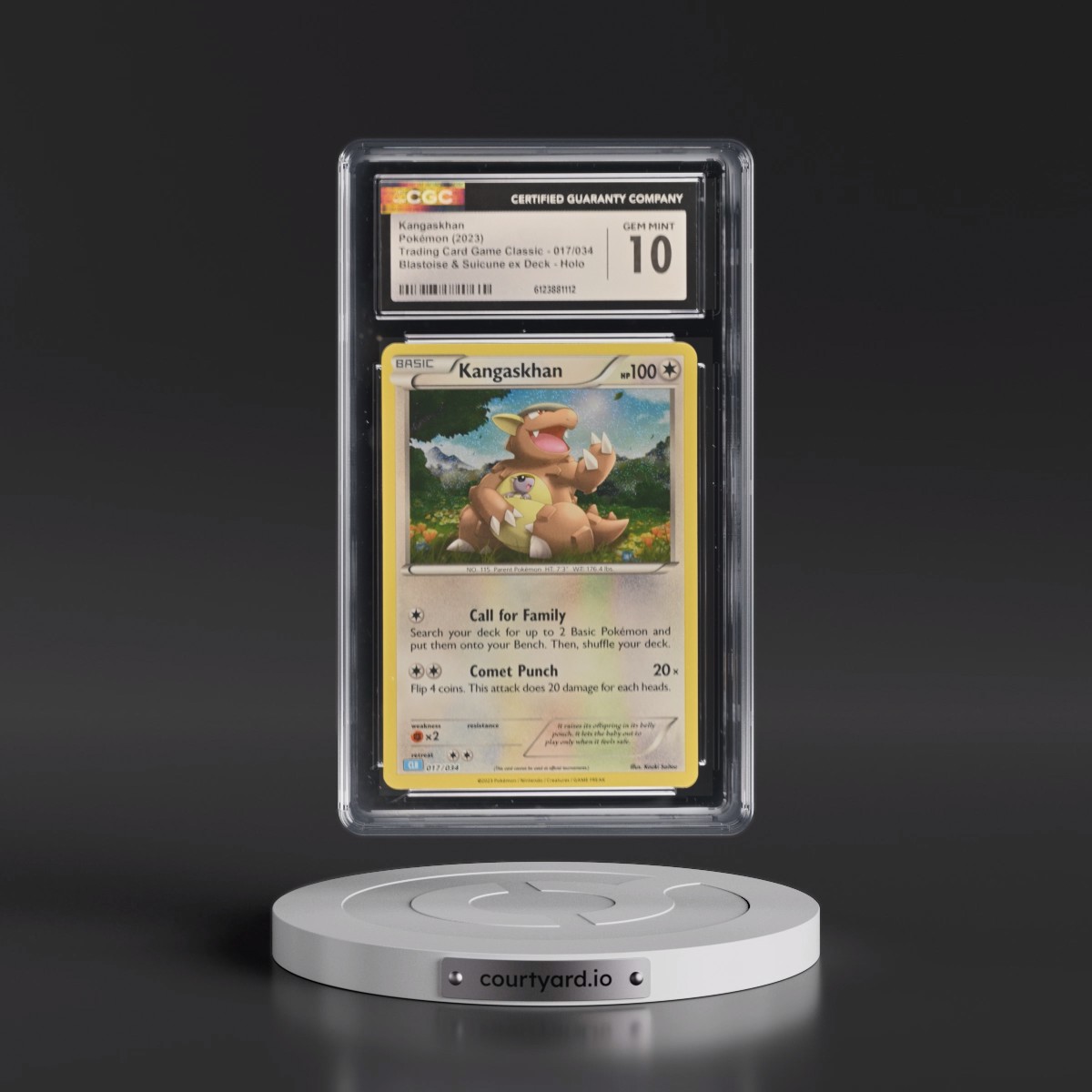 2023 Trading Card Game Classic - CLV, CLC, CLB #017/034 Kangaskhan - Blastoise & Suicune ex Deck - CLB Holo (CGC 10 GEM MINT)