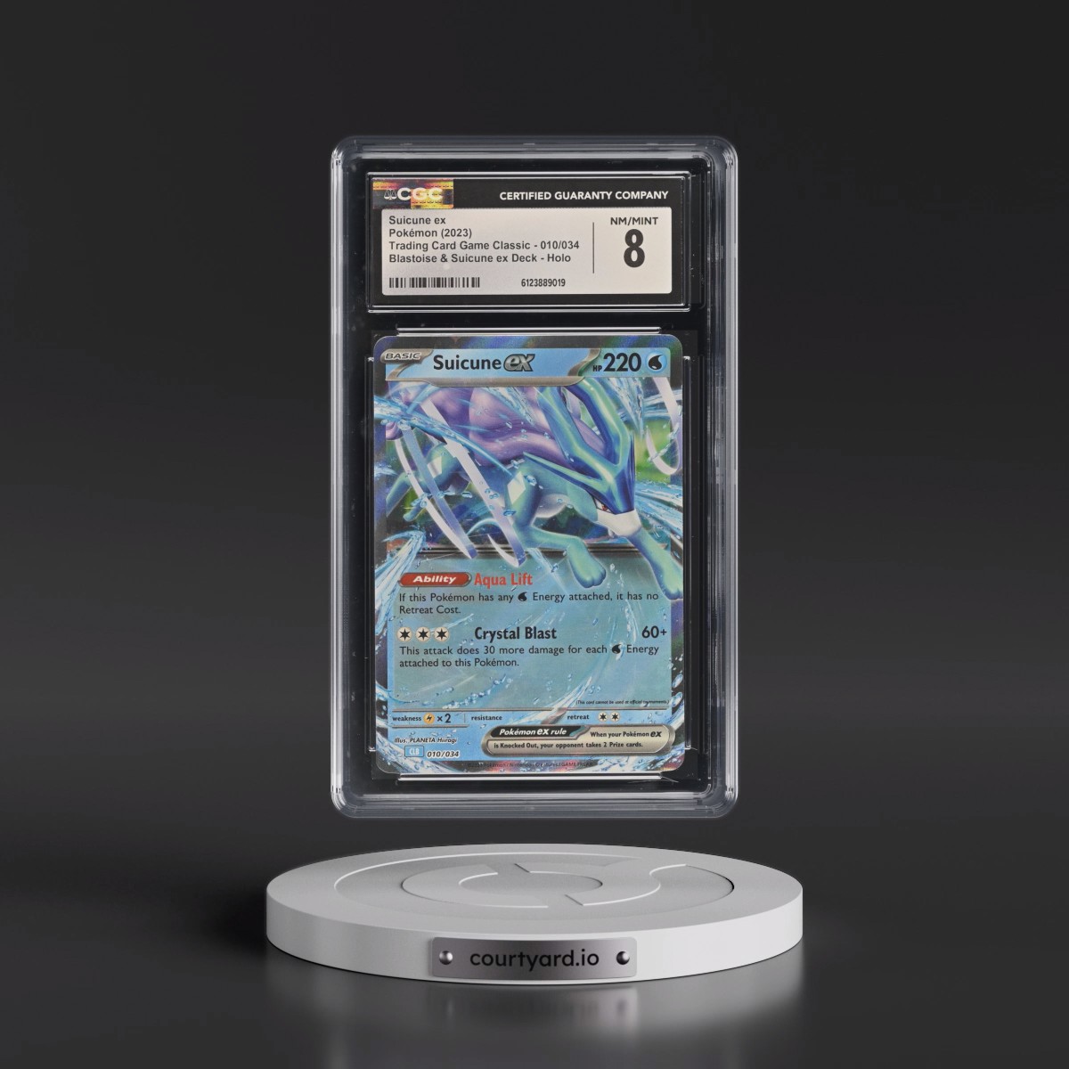 2023 Trading Card Game Classic - CLV, CLC, CLB #010/034 Suicune ex - Blastoise & Suicune ex Deck - CLB Holo (CGC 8 NM-MT)