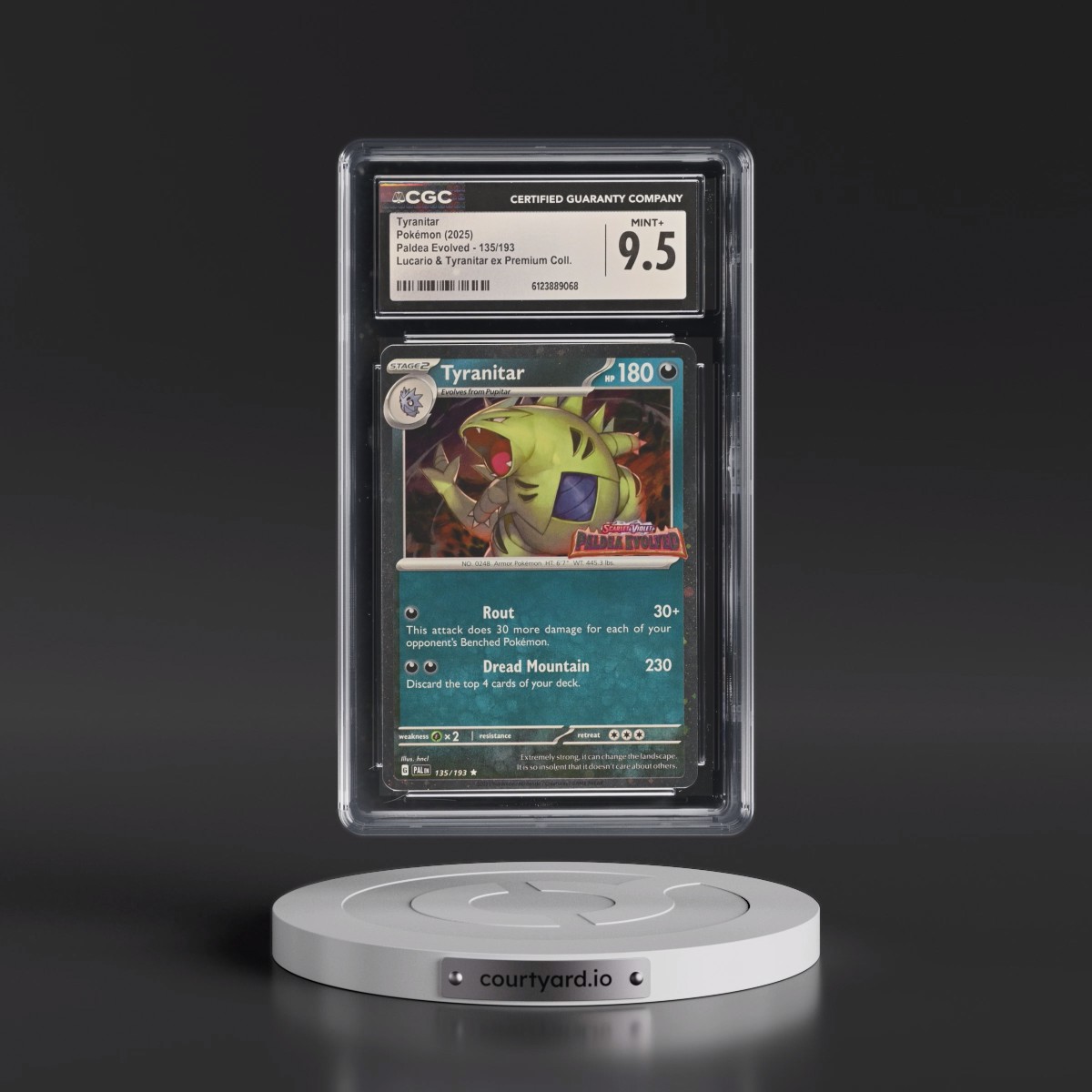 2023 Paldea Evolved - PAL EN #135/193 Tyranitar - Lucario & Tyranitar ex Premium Collection (Cosmos Holo) (CGC 9.5 MINT+)