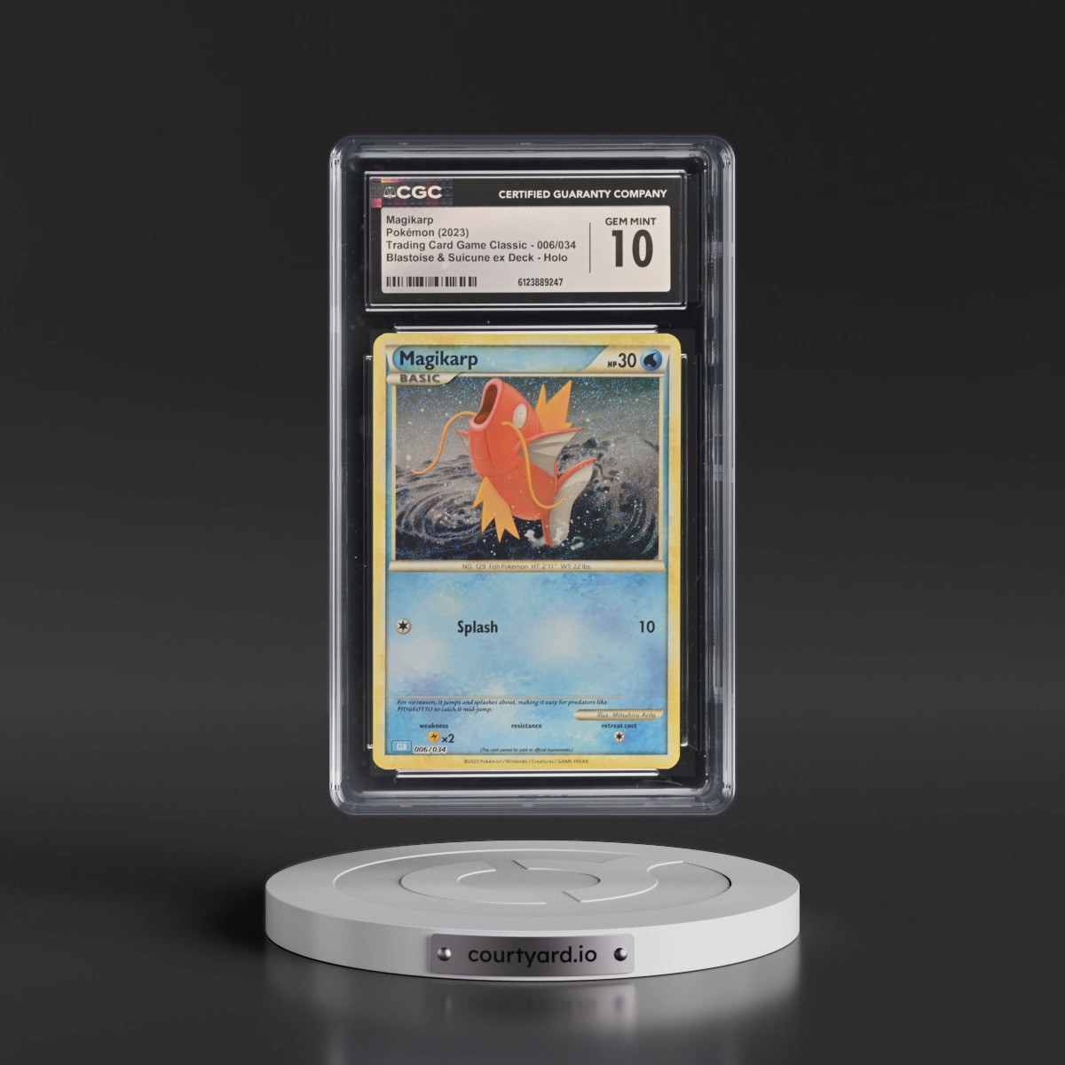 2023 Trading Card Game Classic - CLV, CLC, CLB #006/034 Magikarp - Blastoise & Suicune ex Deck - CLB Holo (CGC 10 GEM MINT)