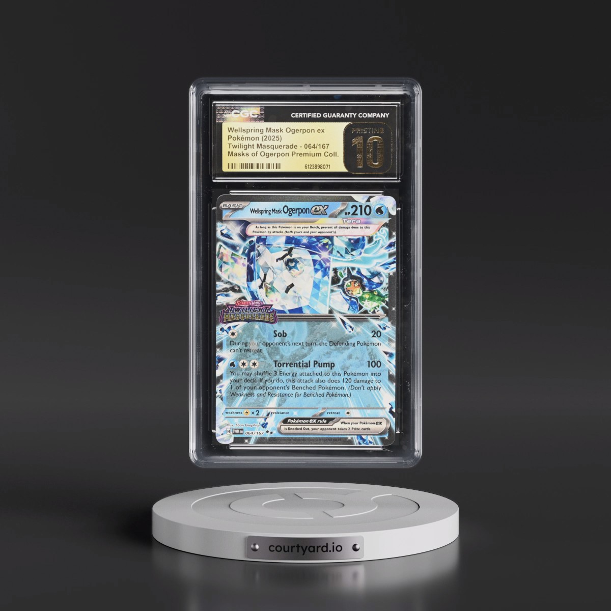 2024 Twilight Masquerade - TWM EN #064/167 Wellspring Mask Ogerpon ex - Masks of Ogerpon Premium Coll. (Twilight Masquerade Stamp) (Holo) (CGC 10 PRISTINE)