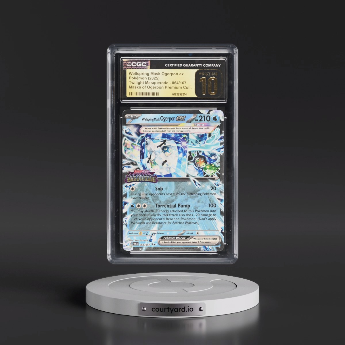 2024 Twilight Masquerade - TWM EN #064/167 Wellspring Mask Ogerpon ex - Masks of Ogerpon Premium Coll. (Twilight Masquerade Stamp) (Holo) (CGC 10 PRISTINE)