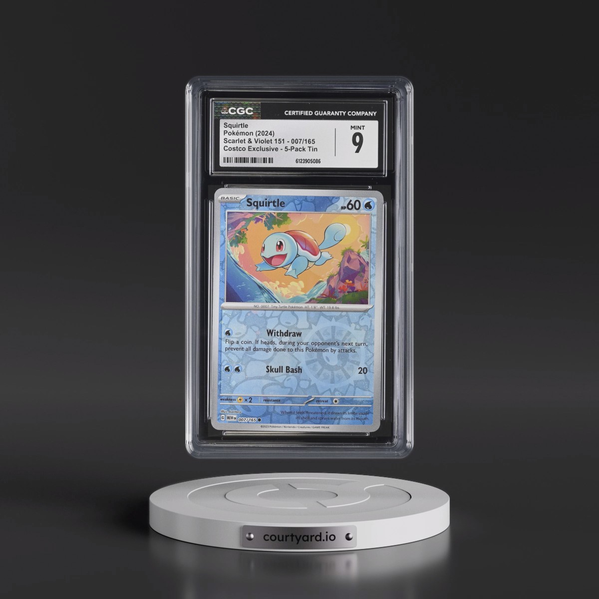 2023 Scarlet & Violet 151 - MEW EN #007/165 Squirtle - (Rev. Cos. Holo)Costco Exclusive (2023 on Card) 5-Pack Tin (CGC 9 MINT)