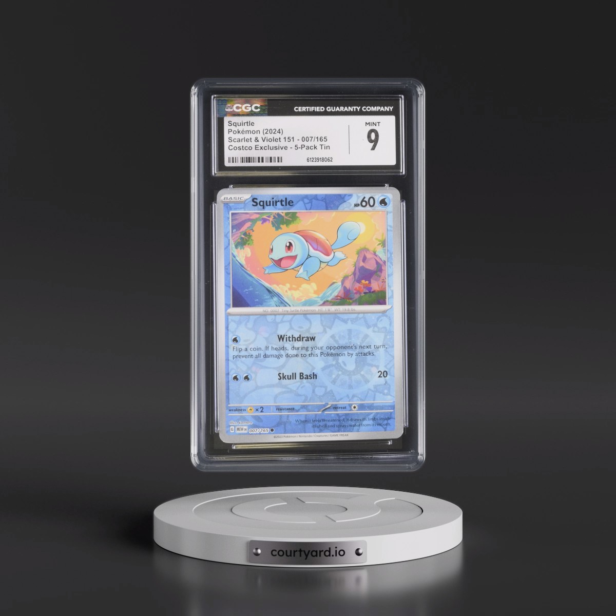 2023 Scarlet & Violet 151 - MEW EN #007/165 Squirtle - (Rev. Cos. Holo)Costco Exclusive (2023 on Card) 5-Pack Tin (CGC 9 MINT)