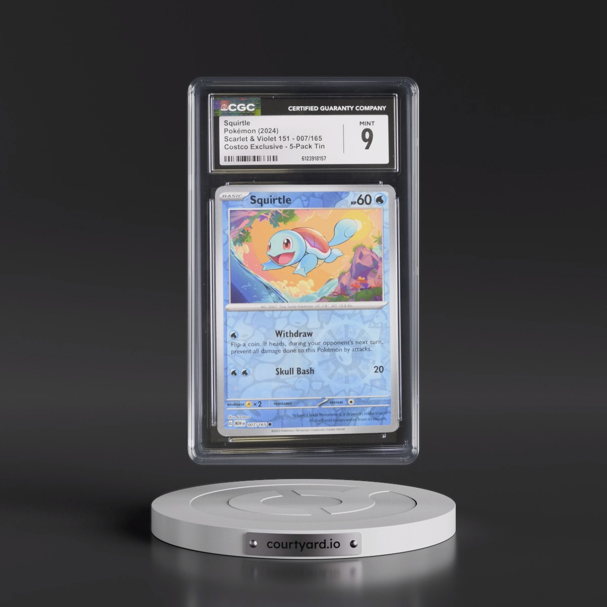 2023 Scarlet & Violet 151 - MEW EN #007/165 Squirtle - (Rev. Cos. Holo)Costco Exclusive (2023 on Card) 5-Pack Tin (CGC 9 MINT)
