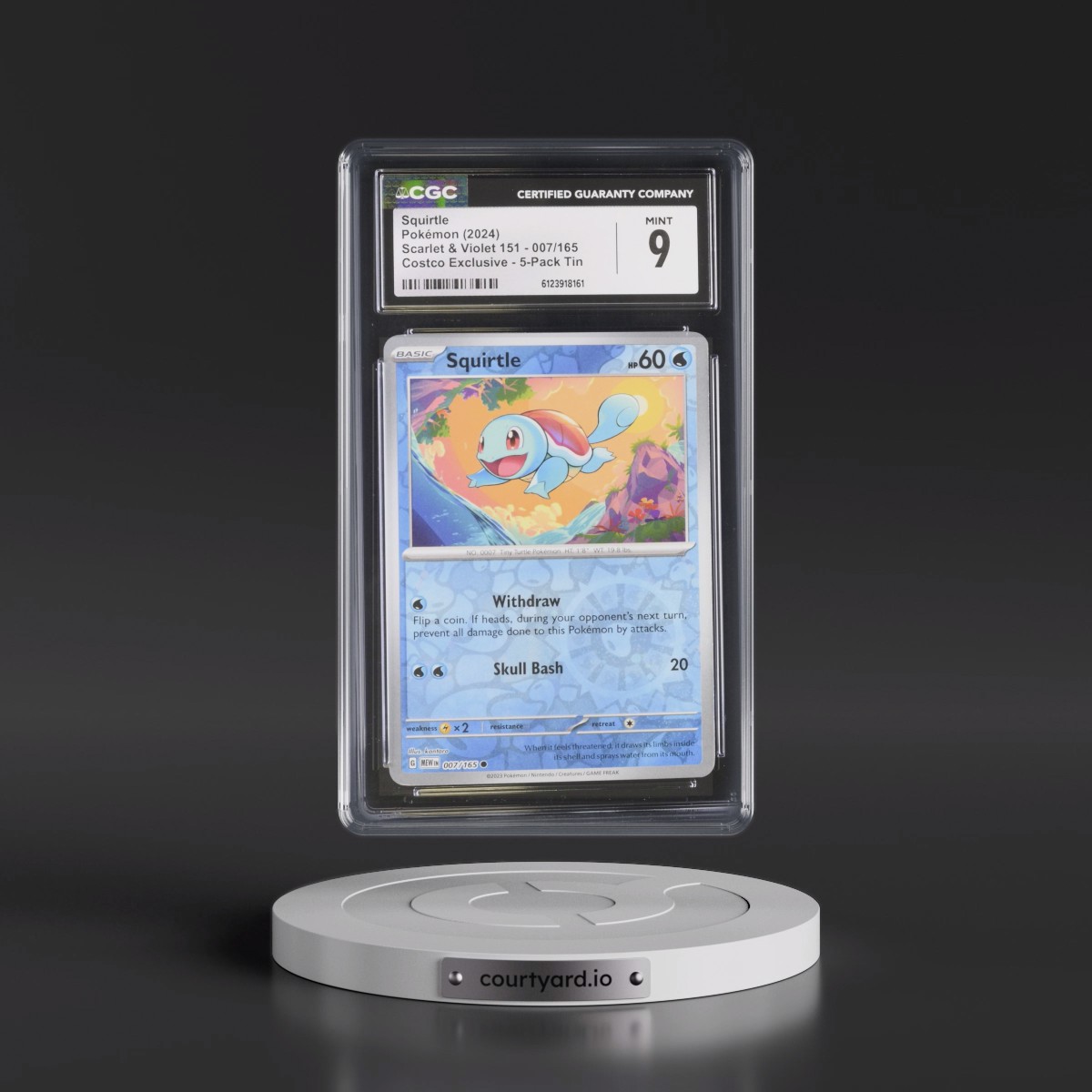 2023 Scarlet & Violet 151 - MEW EN #007/165 Squirtle - (Rev. Cos. Holo)Costco Exclusive (2023 on Card) 5-Pack Tin (CGC 9 MINT)