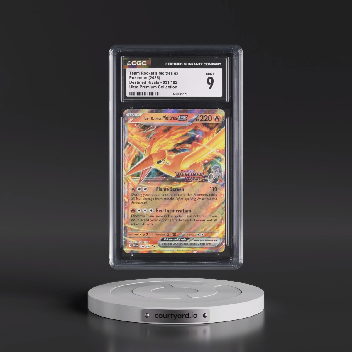 2025 Destined Rivals - DRI EN Team Rocket's Moltres ex - Team Rocket's Moltres ex Ultra Premium Collection (Holo) #031/182 CGC 9