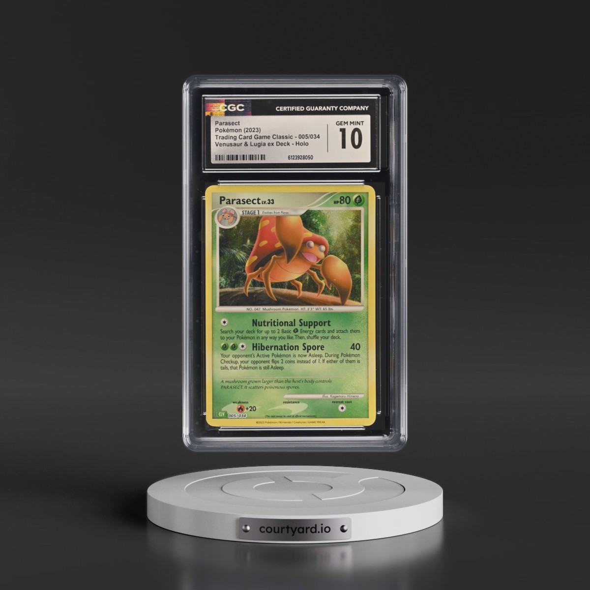 2023 Trading Card Game Classic - CLV, CLC, CLB #005/034 Parasect - Venusaur & Lugia ex Deck - CLV Holo (CGC 10 GEM MINT)