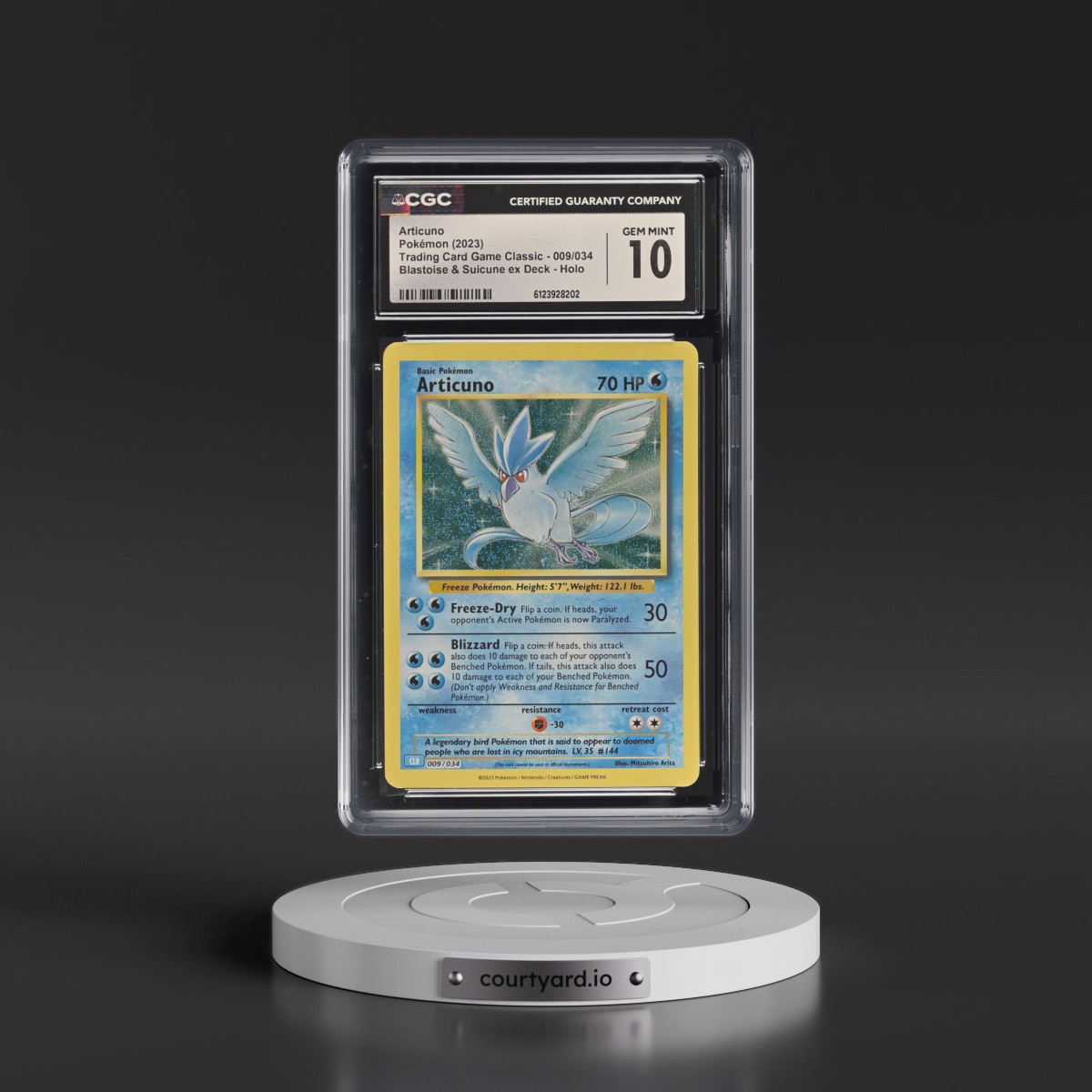 2023 Trading Card Game Classic - CLV, CLC, CLB #009/034 Articuno - Blastoise & Suicune ex Deck - CLB Holo (CGC 10 GEM MINT)