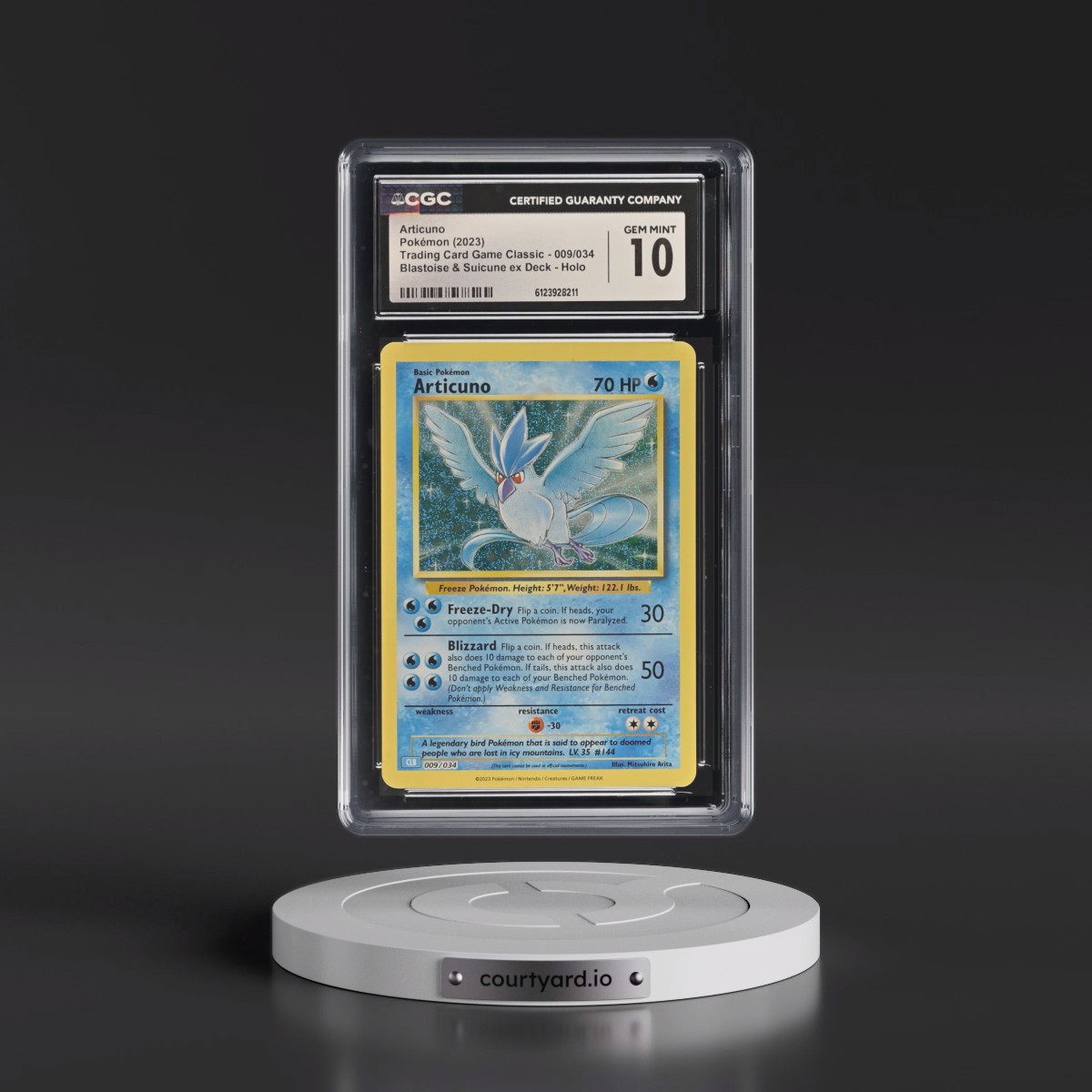 2023 Trading Card Game Classic - CLV, CLC, CLB #009/034 Articuno - Blastoise & Suicune ex Deck - CLB Holo (CGC 10 GEM MINT)