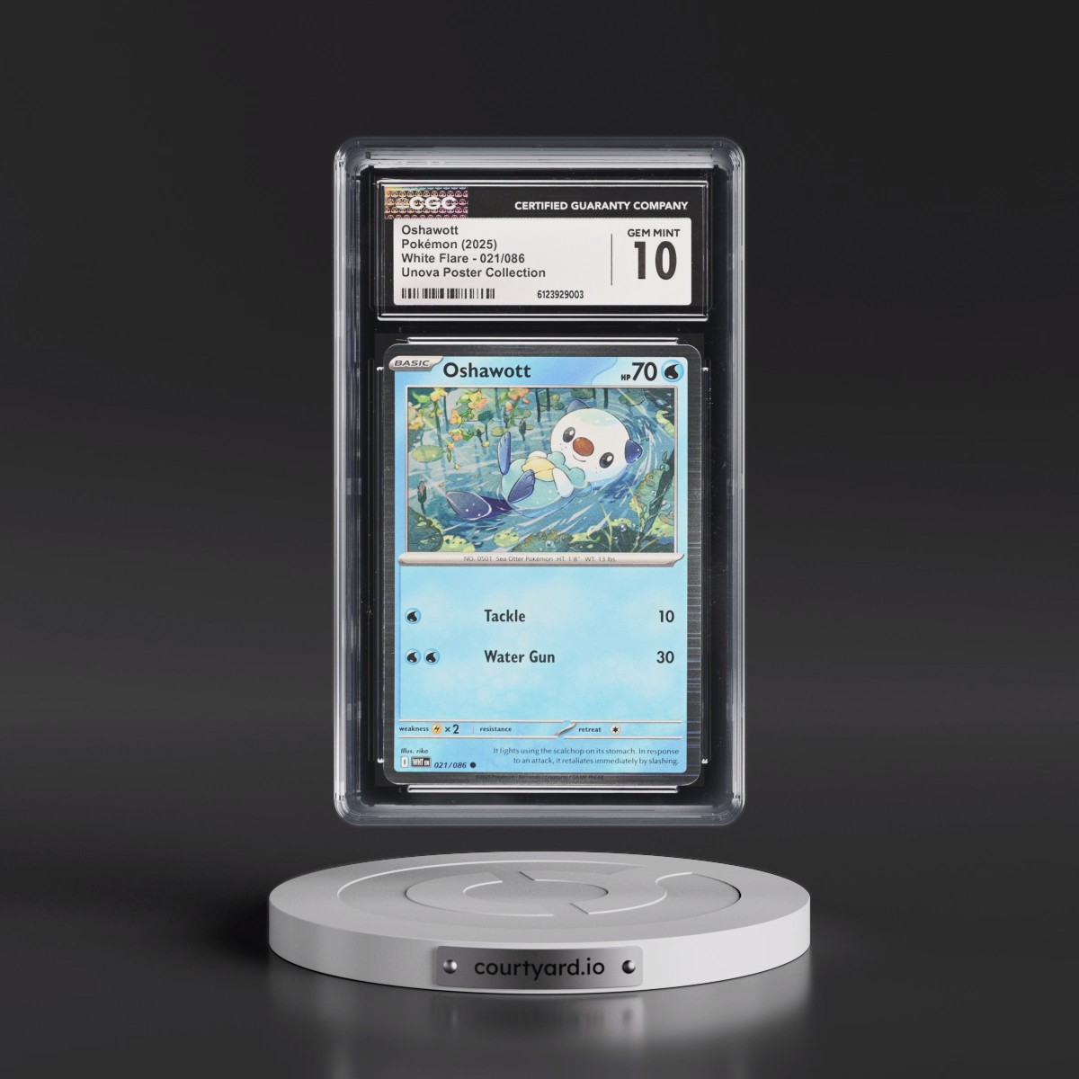 2025 White Flare - WHT EN #021/086 Oshawott - Unova Poster Collection (Tinsel Holo) (CGC 10 GEM MINT)