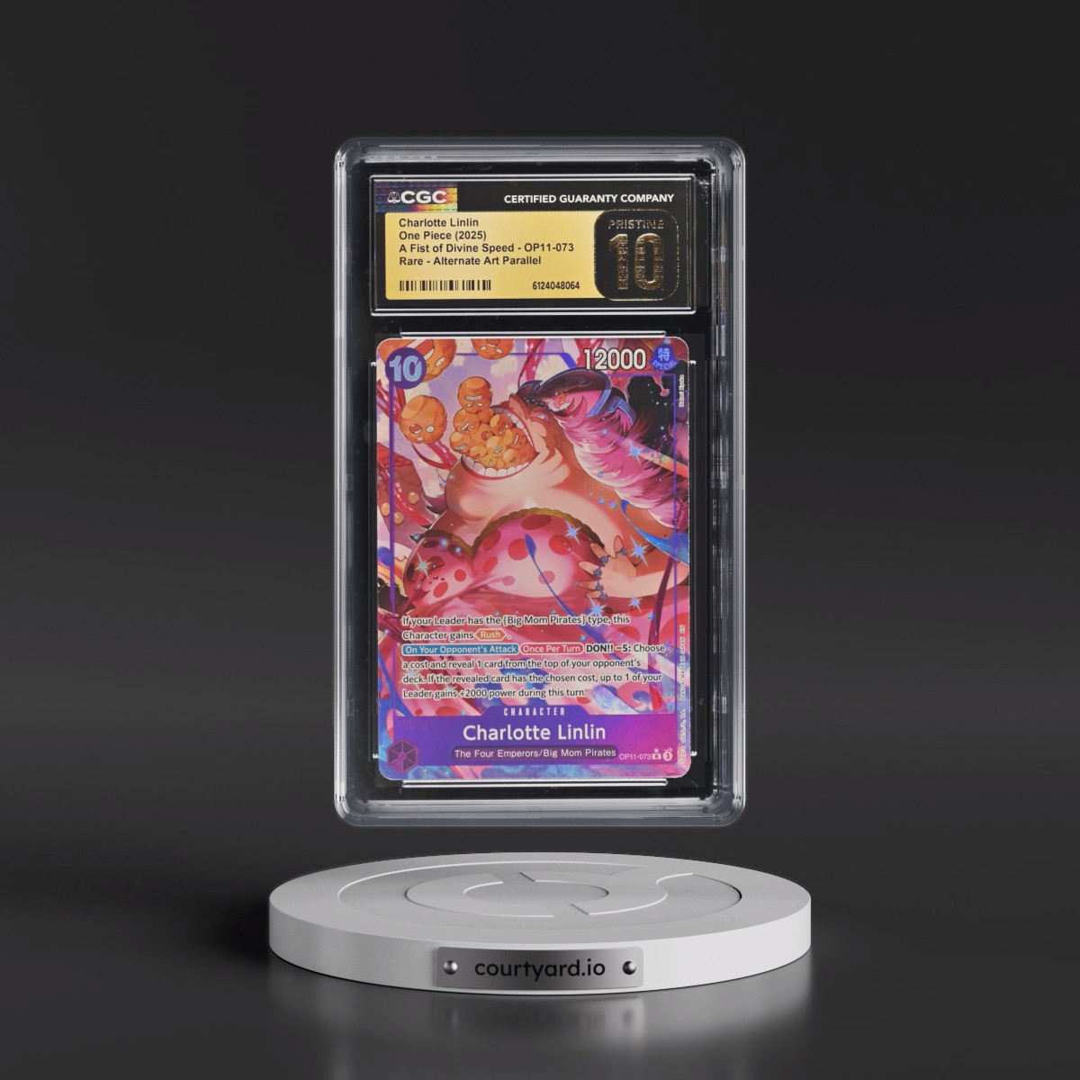 2025 A Fist of Divine Speed (OP11) - English #OP11-073 Charlotte Linlin - (Borderless) Alt Art (CGC 10 PRISTINE)
