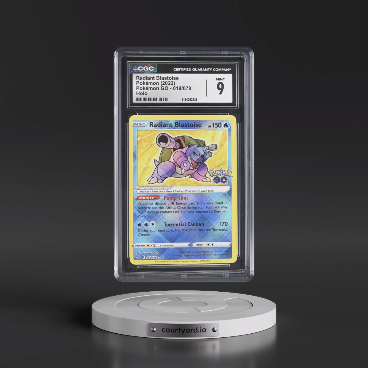 2022 Pokémon GO #018/078 Radiant Blastoise - Holo (CGC 9 MINT)