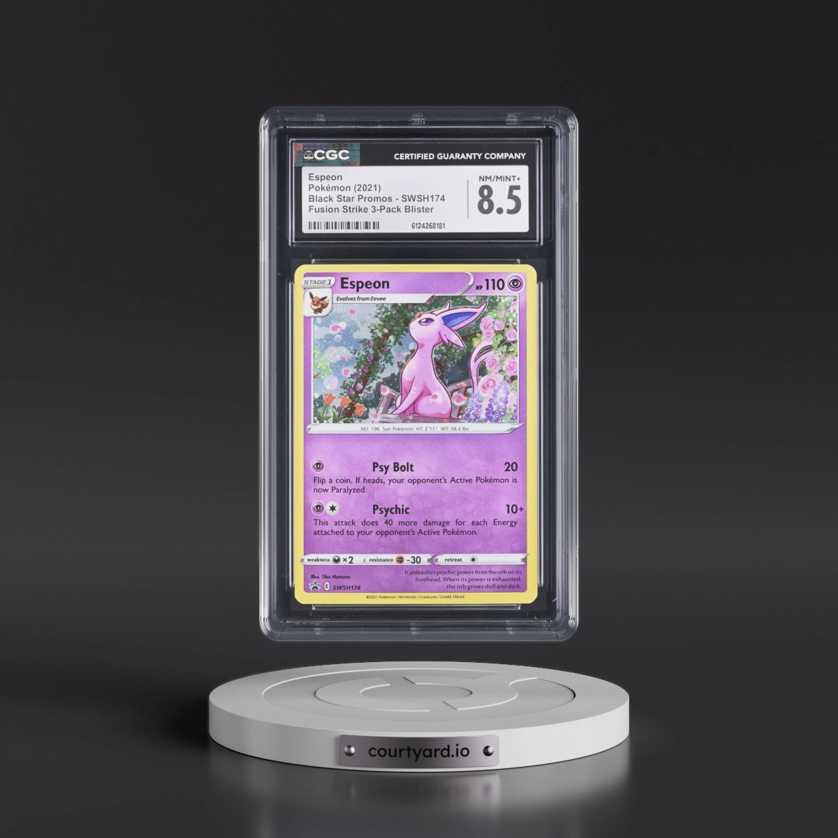 2017 Black Star Promos - Sword & Shield #SWSH174 Espeon - Fusion Strike 3-Pack Blister (Cosmos Holo) (CGC 8.5 NM-MT+)