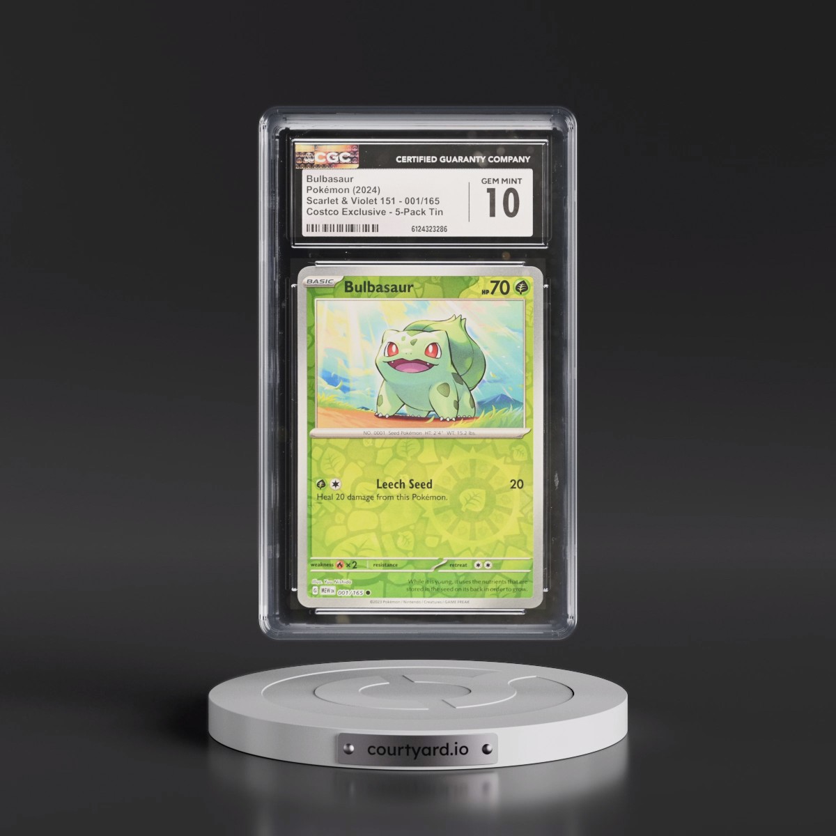 2023 Scarlet & Violet 151 - MEW EN #001/165 Bulbasaur - (Rev. Cos. Holo)Costco Exclusive (2023 on Card) 5-Pack Tin (CGC 10 GEM MINT)