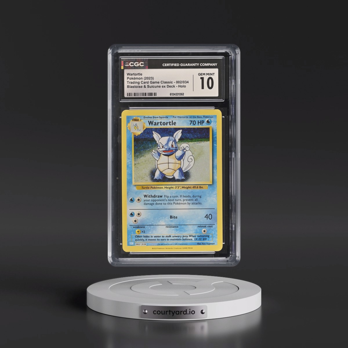 2023 Trading Card Game Classic - CLV, CLC, CLB #002/034 Wartortle - Blastoise & Suicune ex Deck - CLB Holo (CGC 10 GEM MINT)