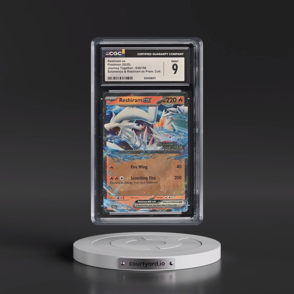 2024 Journey Together - JTG EN #030/159 Reshiram ex - Salamence & Reshiram ex Prem. Collection (Holo) (CGC 9 MINT)