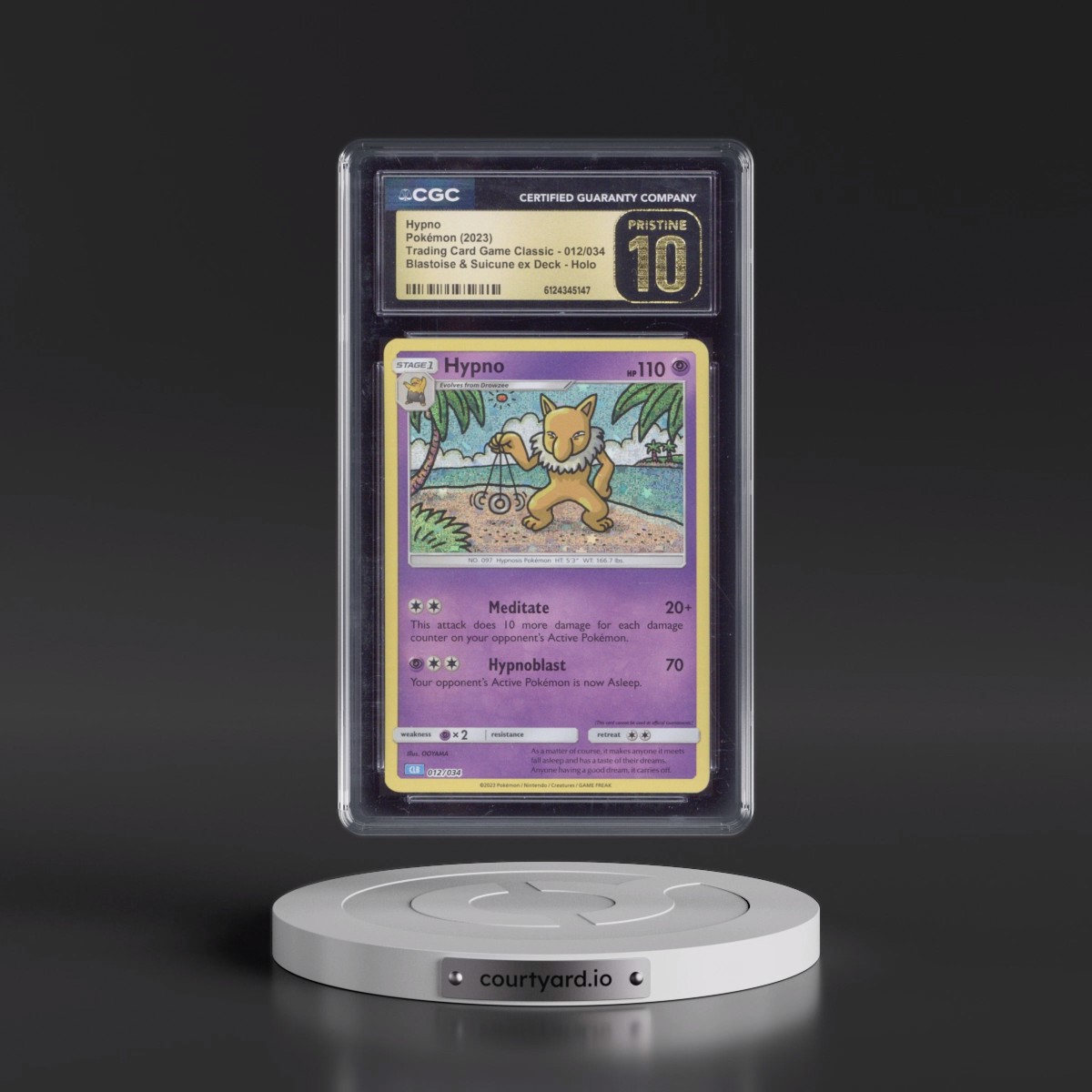 2023 Trading Card Game Classic - CLV, CLC, CLB #012/034 Hypno - Blastoise & Suicune ex Deck - CLB Holo (CGC 10 PRISTINE)