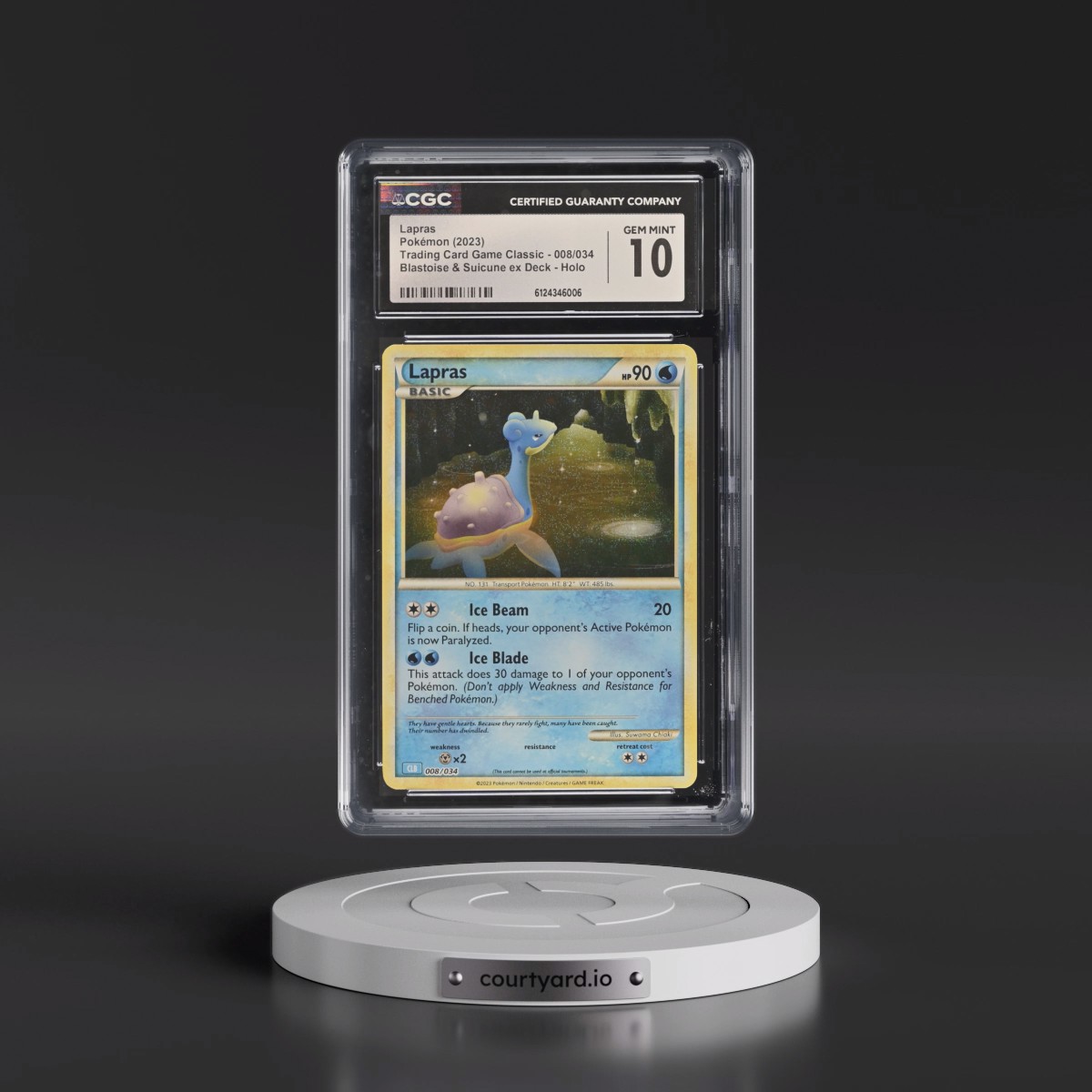 2023 Trading Card Game Classic - CLV, CLC, CLB #008/034 Lapras - Blastoise & Suicune ex Deck - CLB Holo (CGC 10 GEM MINT)