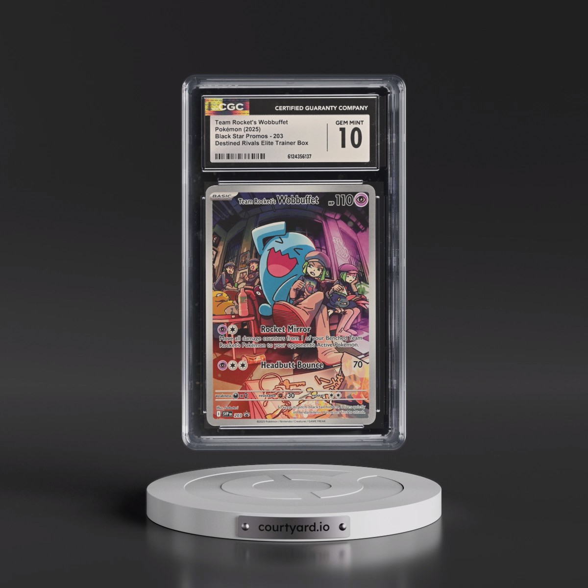 2023 Black Star Promos - Scarlet & Violet SVP EN #203 Team Rocket's Wobbuffet - Destined Rivals Elite Trainer Box (Holo) (CGC 10 GEM MINT)