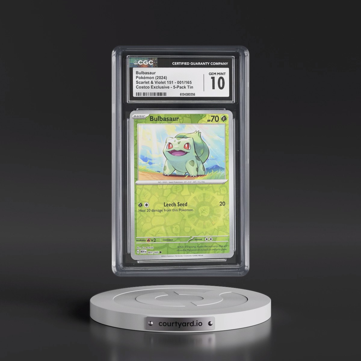 2023 Scarlet & Violet 151 - MEW EN #001/165 Bulbasaur - (Rev. Cos. Holo)Costco Exclusive (2023 on Card) 5-Pack Tin (CGC 10 GEM MINT)