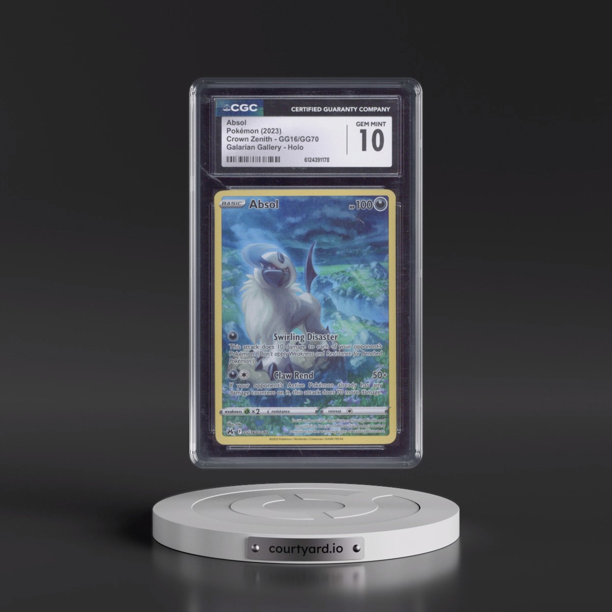 2023 Crown Zenith Absol - Galarian Gallery Holo #GG16/GG70 CGC 10