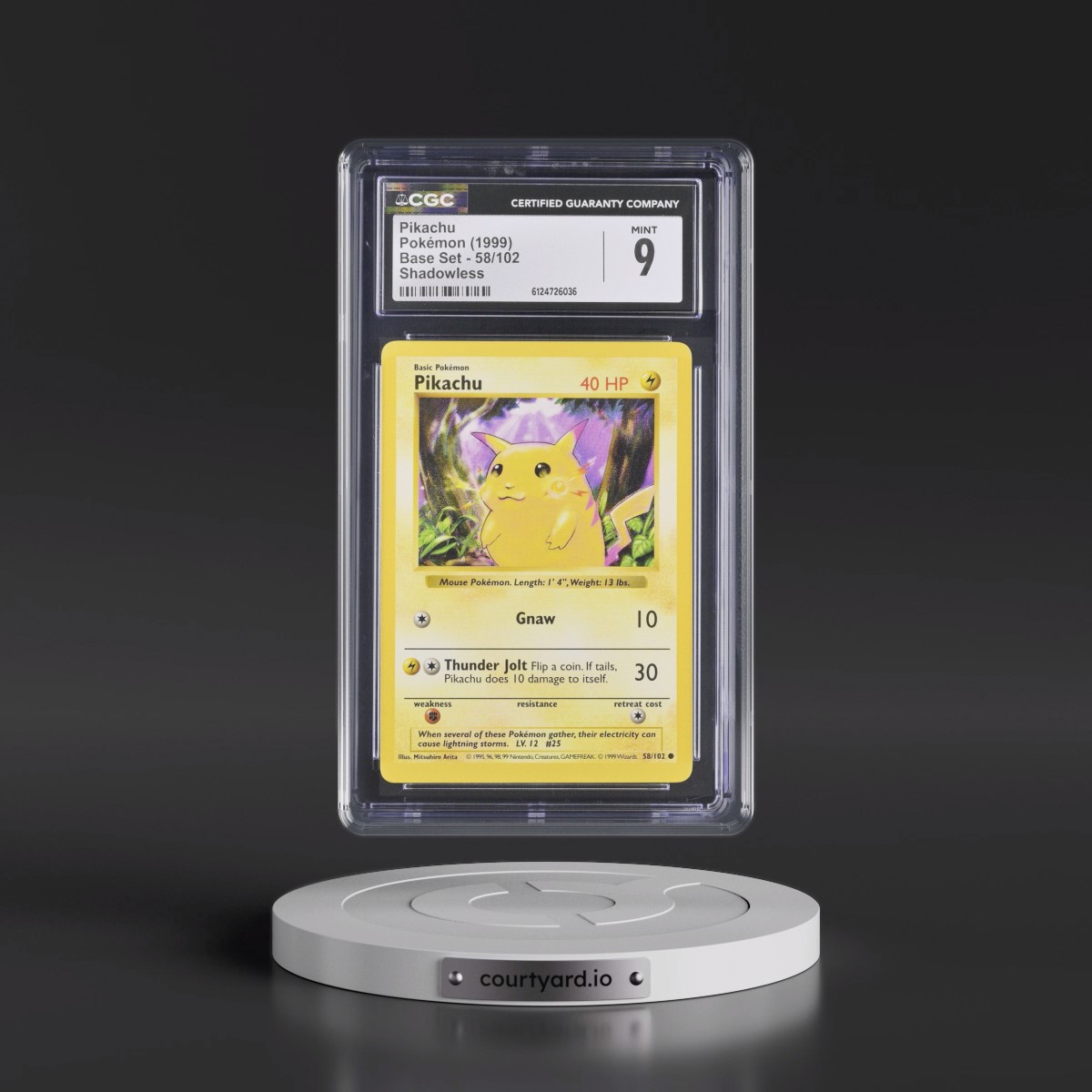1999 Base Set #58/102 Pikachu - Shadowless Shadowless (CGC 9 MINT)