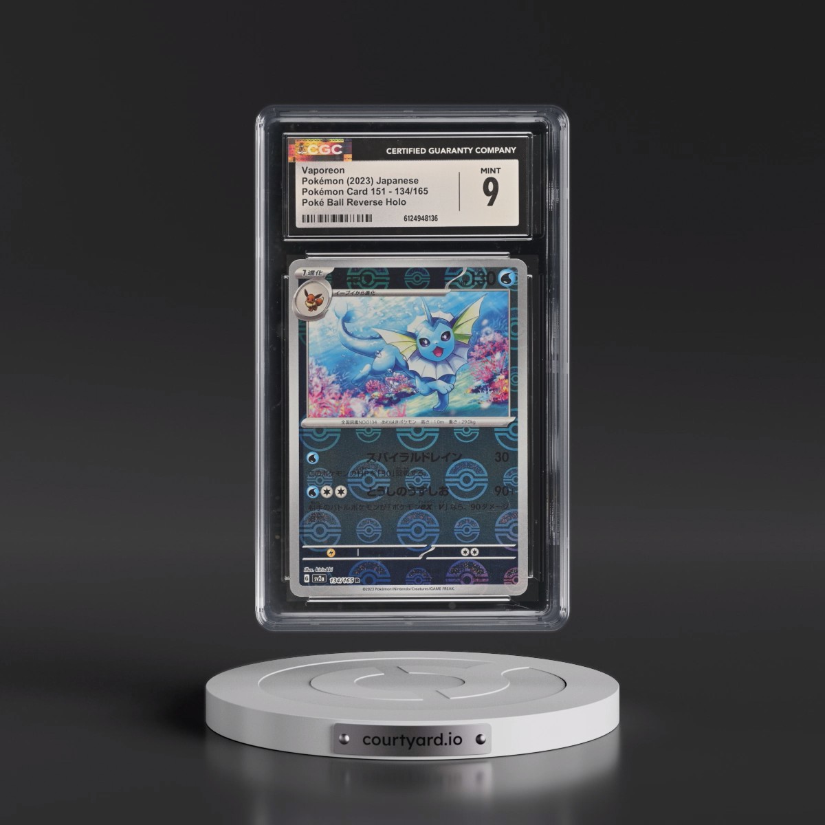 2023 Pokémon Card 151 #134/165 Vaporeon - Reverse Holo Poké Ball (CGC 9 MINT)