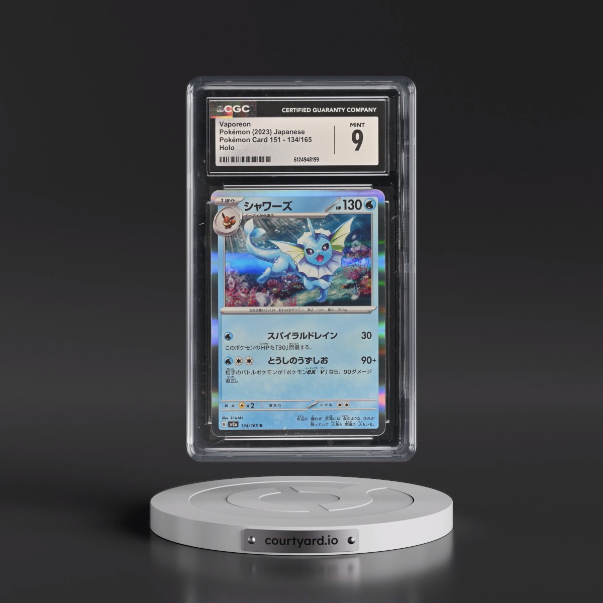 2023 Pokémon Card 151 #134/165 Vaporeon - Holo (CGC 9 MINT)