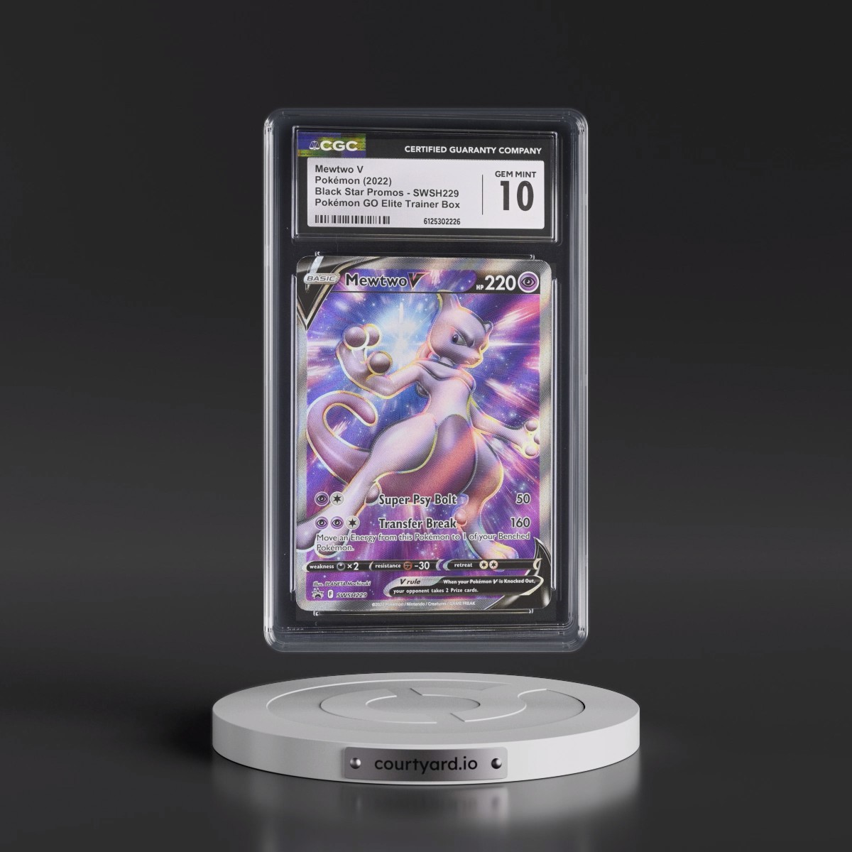 2017 Black Star Promos - Sword & Shield #SWSH229 Mewtwo V - Pokémon GO Elite Trainer Box (Holo) (CGC 10 GEM MINT)