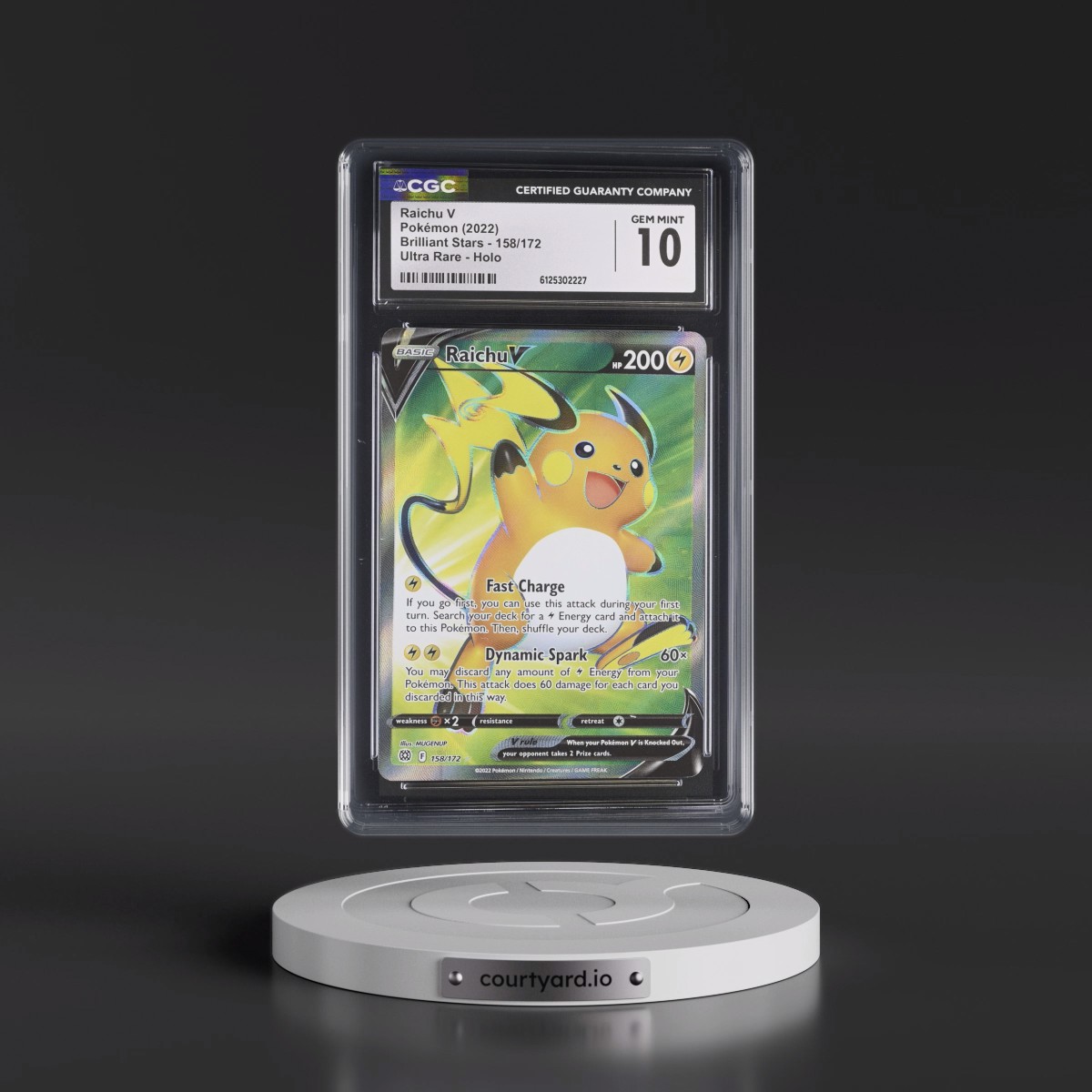 2022 Brilliant Stars #158/172 Raichu V - Ultra Rare Holo (CGC 10 GEM MINT)