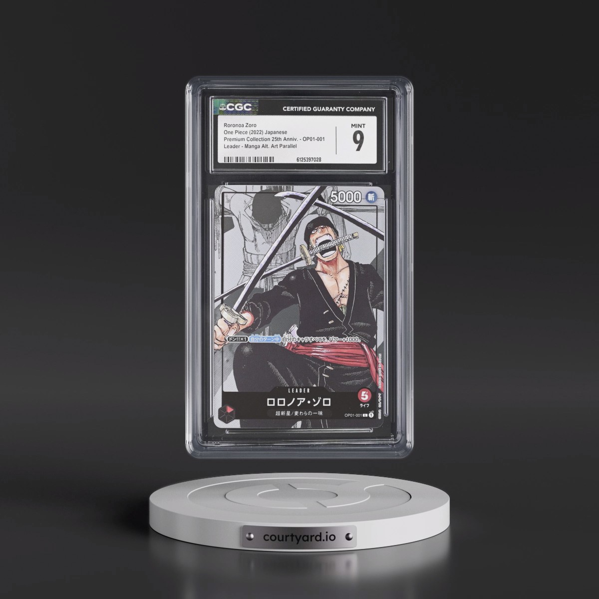2022 Premium Collection 25th Anniversary - Japanese #OP01-001 Roronoa Zoro - Manga Alt. Art Parallel (CGC 9 MINT)