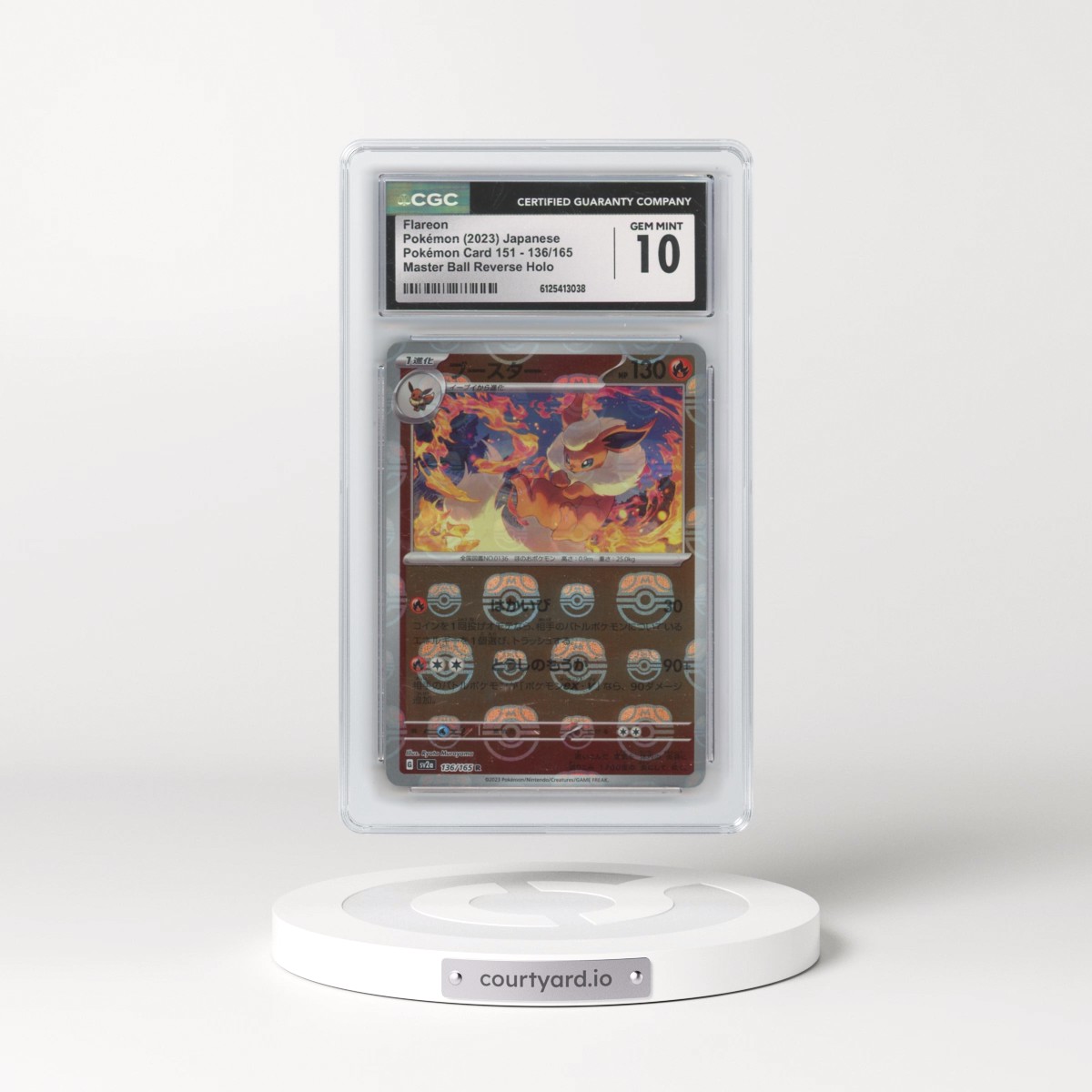 2023 Pokémon Card 151 #136/165 Flareon - Reverse Holo Master Ball (CGC 10 GEM MINT)