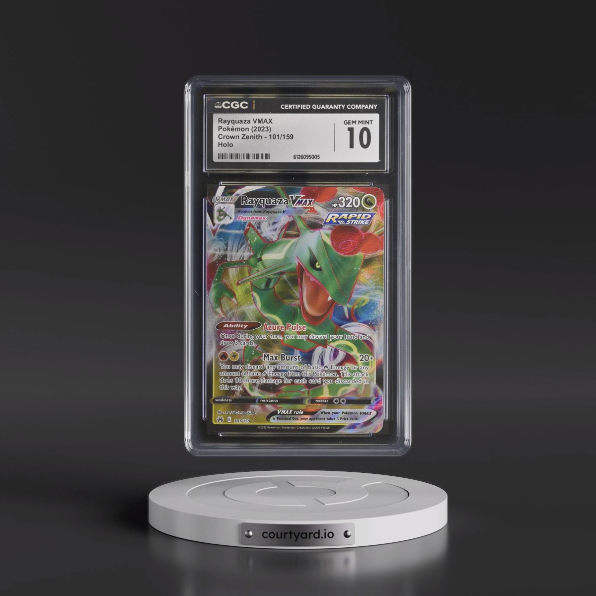 2023 Crown Zenith #101/159 Rayquaza VMAX - Holo (CGC 10 GEM MINT)