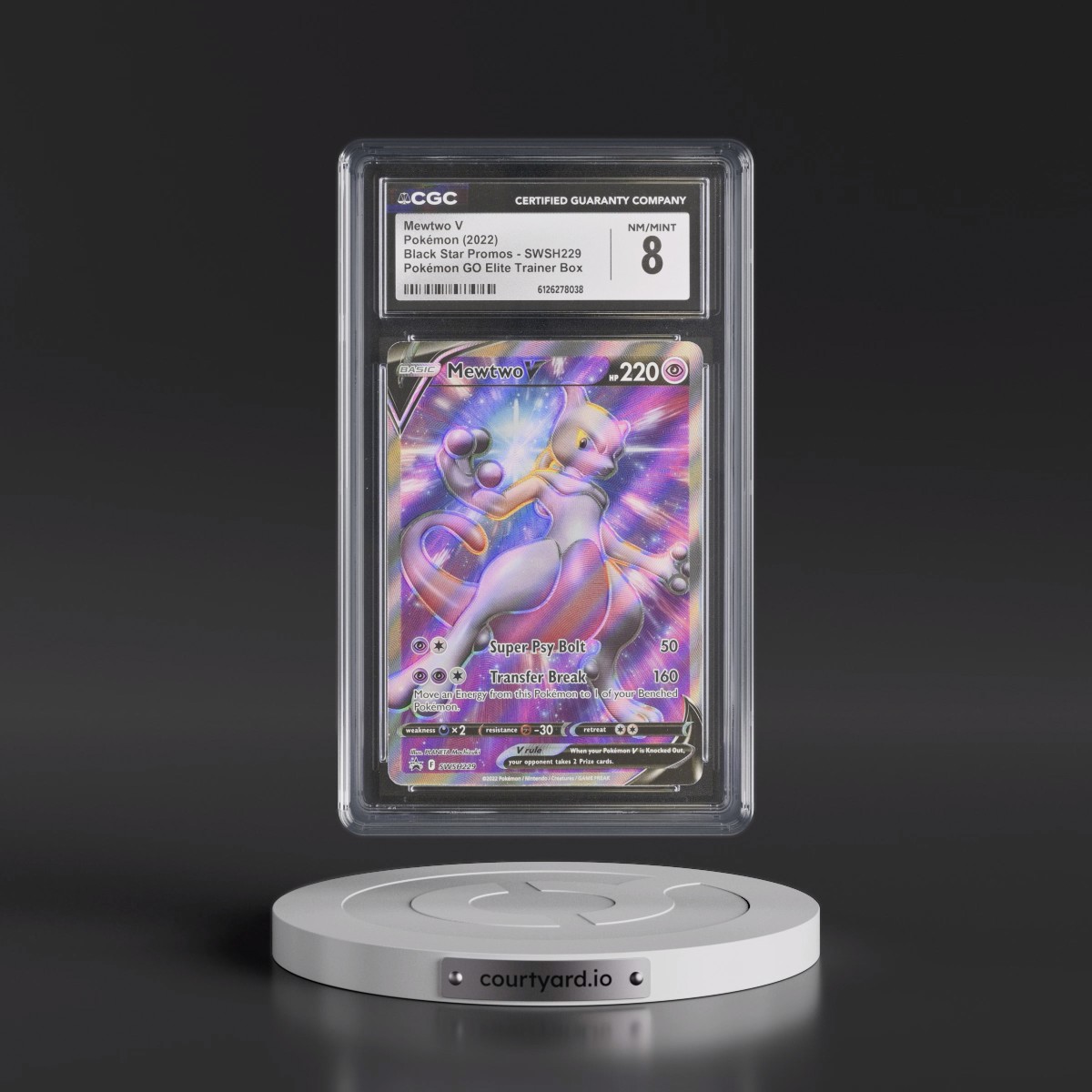 2017 Black Star Promos - Sword & Shield #SWSH229 Mewtwo V - Pokémon GO Elite Trainer Box (Holo) (CGC 8 NM-MT)