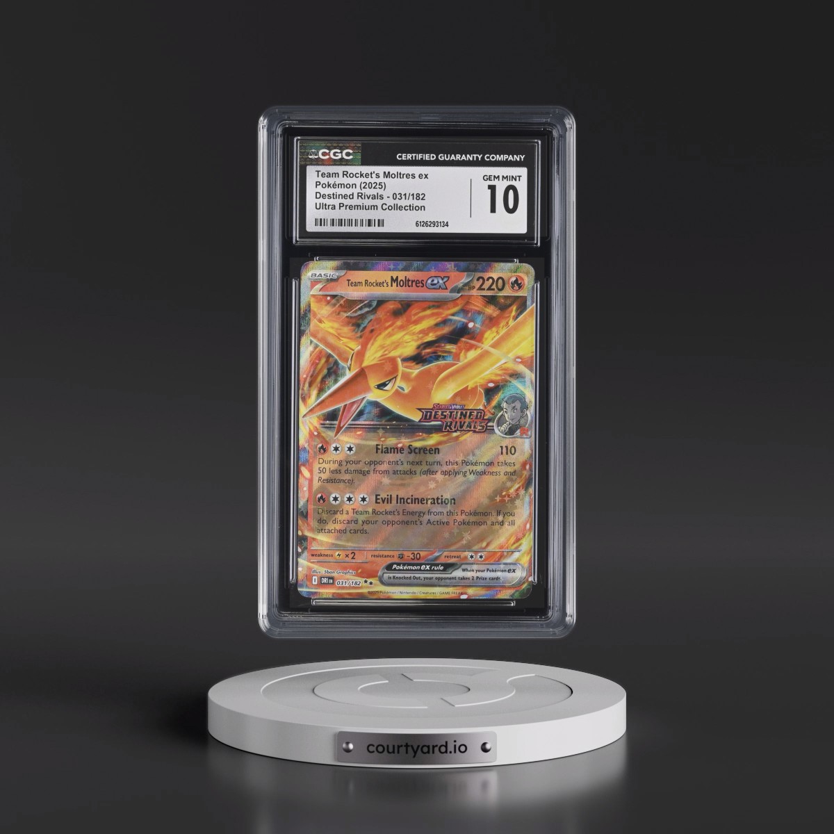 2025 Destined Rivals - DRI EN #031/182 Team Rocket's Moltres ex - Team Rocket's Moltres ex Ultra Premium Collection (Holo) (CGC 10 GEM MINT)